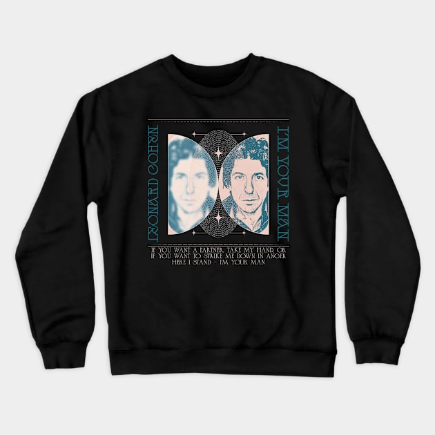 Leonard Cohen /// Aesthetic Fan Art Design Crewneck Sweatshirt by unknown_pleasures